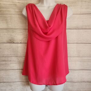 Gigio Hot NWT M Pink Sleeveless Cowl Neck Career Blouse